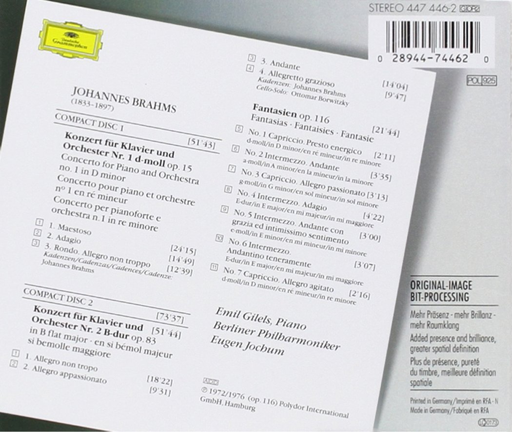 Brahms: The Piano Concertos; Fantasias Op.116