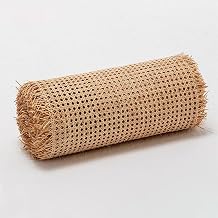 Natural Rattan Fabric Roll, Open Pre Woven Rattan Twist Net, Rattan for Furniture, Hand Knitting Rattan Seat, Sofa, Coffee Table, Wardrobe, Door Frame, DIY Rattan and Woven Net for Crafts and Art
