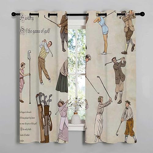 Miniatura 2 de Cortinas para Sala Elegantes Modernas - Cortinas cortas con ojales de pintura retro para dormitorio, armario, puerta, divisor, 63 pulgadas de ancho