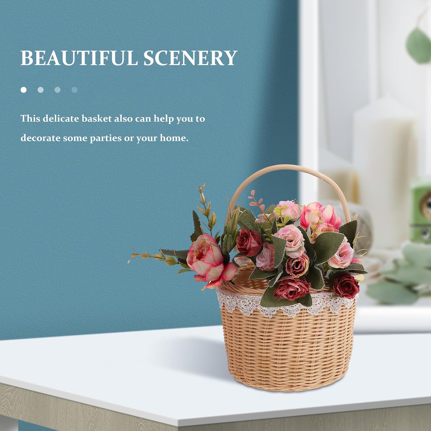 Woven Handheld Basket round Portable Storage Basket for Home Organization and Picnic Use image 4
