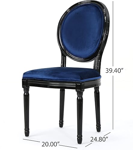 Miniatura 3 de Christopher Knight Home Camille - Sillas de comedor tradicionales de terciopelo, 2 piezas, color gris y blanco brillante Azul marino/negro