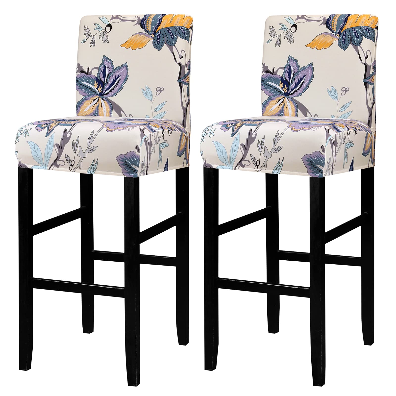 Lellen Bar Stool Covers Set of 4- Jacquard Bar Stool Chair Cover with Backs,Barstool Covers Slipcovers,Stretch Barstool Seat Covers,Chair Protector Covers for Kitchen Dining Room Counter Island