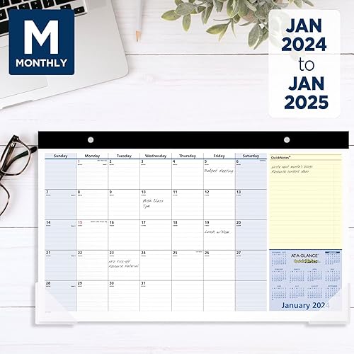 Miniatura 2 de AT-A-GLANCE Calendario de escritorio 2024, almohadilla de escritorio mensual, 18 x 11 pulgadas, compacto, notas rápidas (SK7100024)