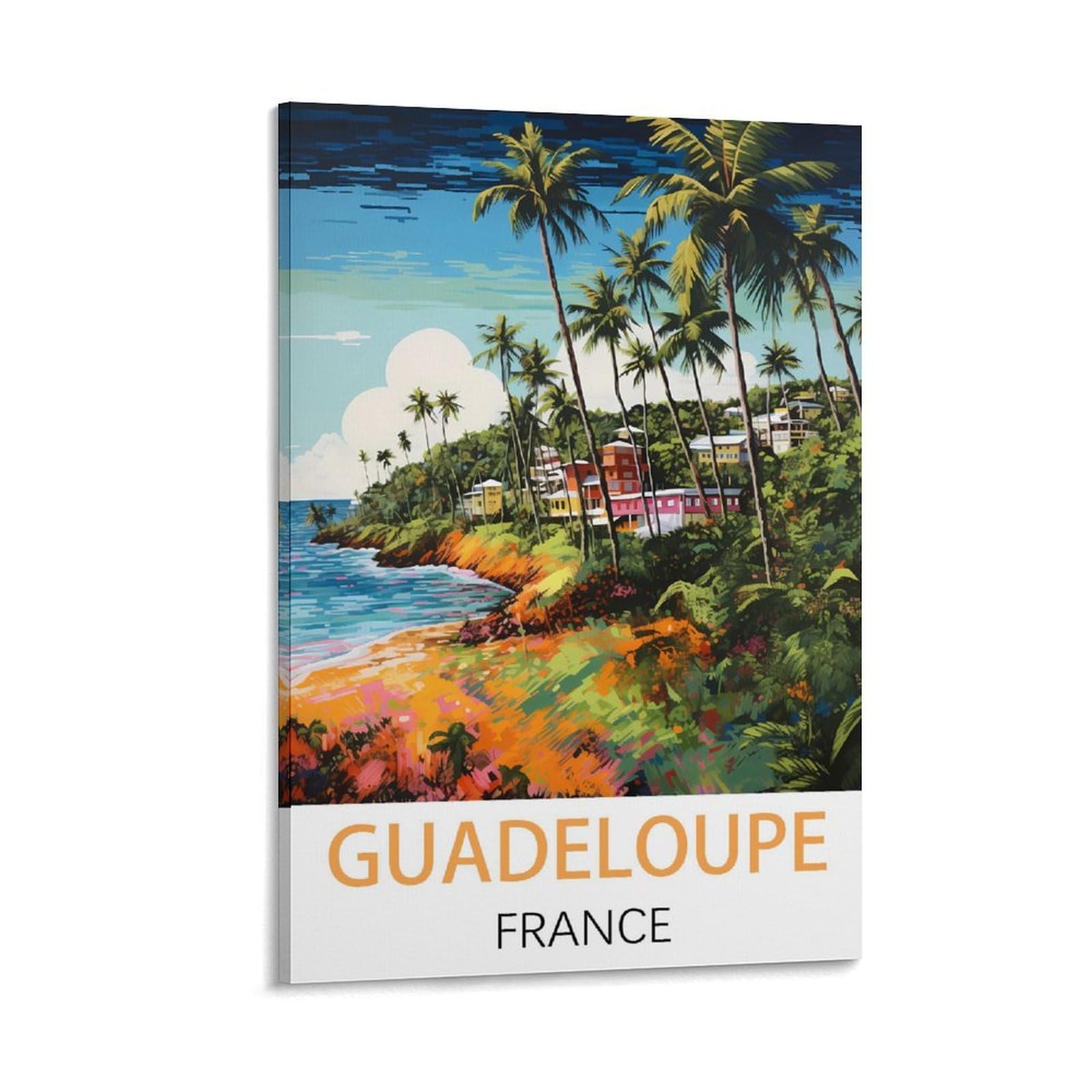 Poster Vintage Guadeloupe - Format 50 X 75 Cm - Impression Haute Qualité - Déco Murale Voyage - Pour Salon, Bureau, Chambre