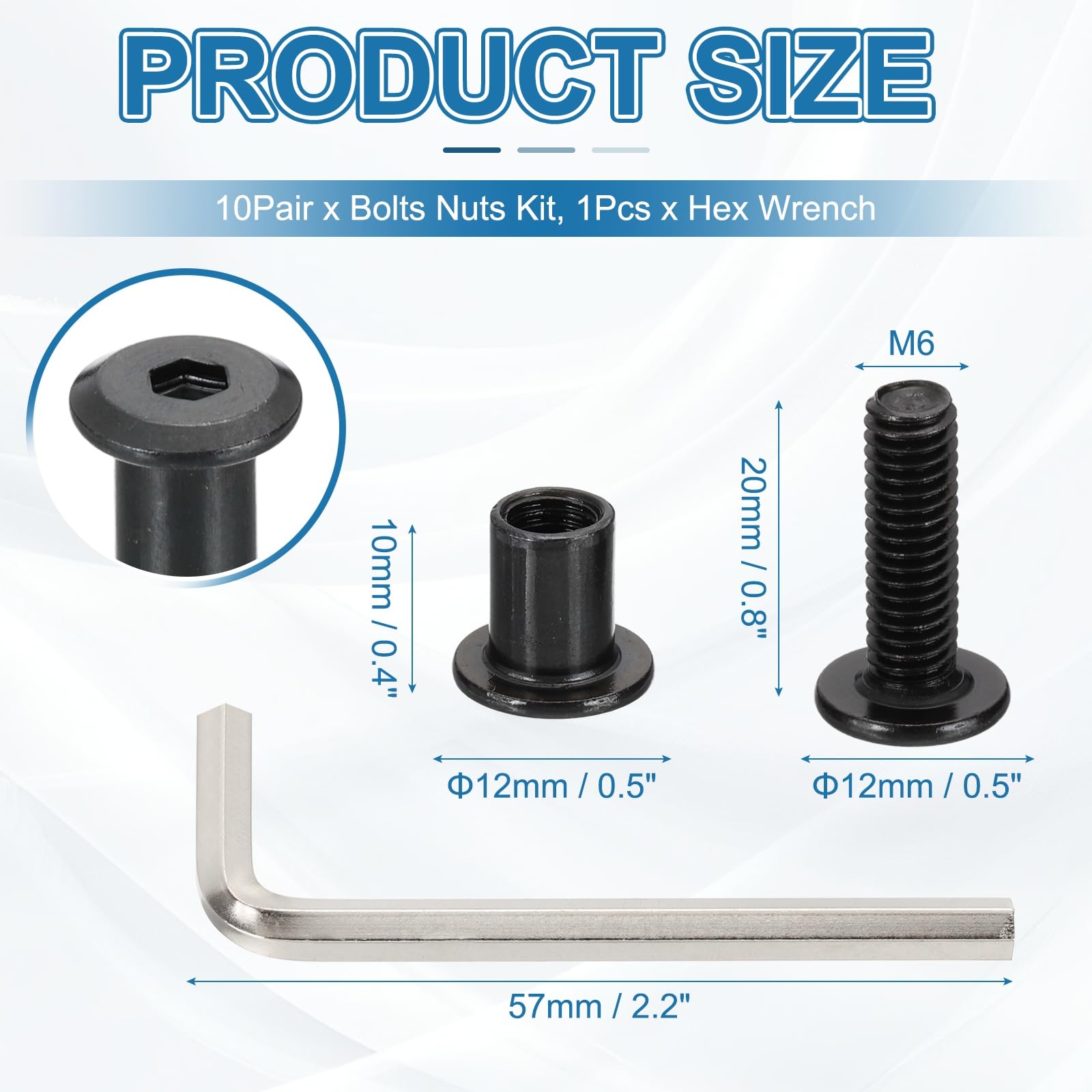 PATIKIL M6x20mm Hex Drive Socket Cap Bolt - Image 2