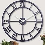 18.5 Inch Horloges murales pour la décoration maison,Moderne métal décoratif Big noir chiffres romains Grandes horloges murale pour le salon, Chambre, Cuisine, Salle à manger,Bureau, Cadeau de chauffage ménager