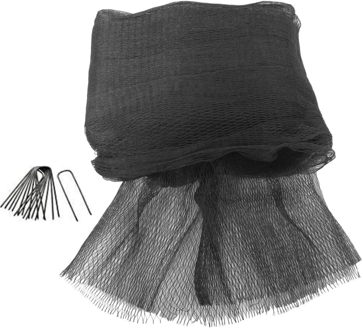 Green Vista 3/4 Inch Mesh Quality Landscape Pond Netting - 30' x 25' with 32 Steel Stakes