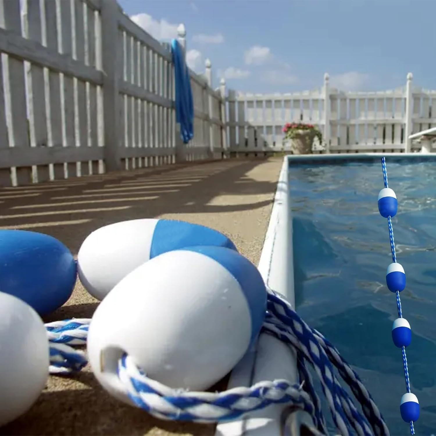 Generic Swimming Pool Rope Float Line, Blue White Safety Marker Line for Competition Training, Portable Pool Lane Divider Line Kits for Home School Game (Size : 1m/3.3ft)