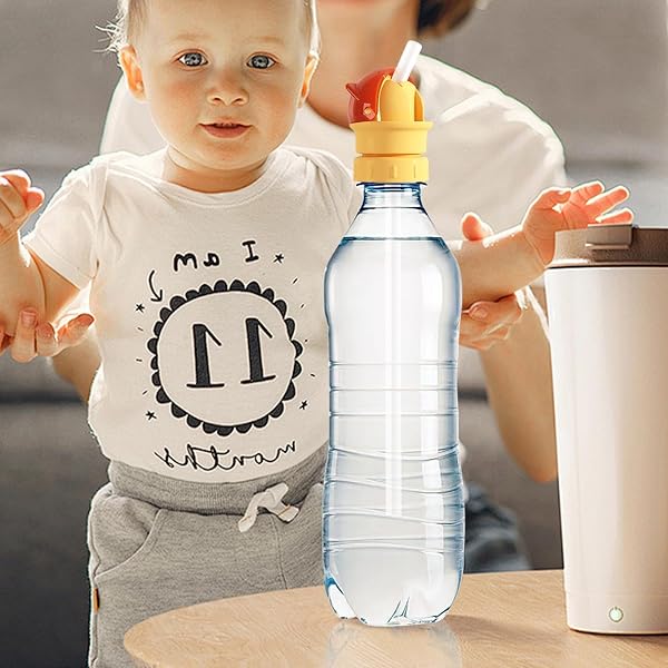 Lid 2 in 1 Design Straw Cap 11.6x5.2cm Water Bottle Spout Adapter for Kids Pp Silicone Anti Choking Spill-Proof Water Bottle Cap Detachable Washable Heat Resistant for Most Standard Bottles - 2