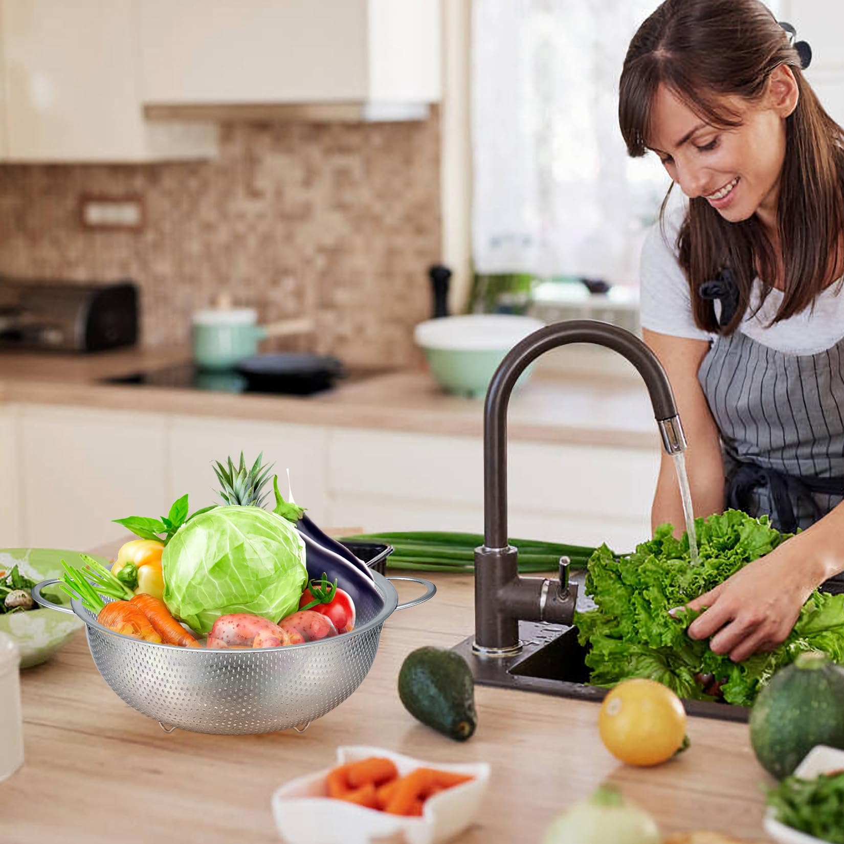 Passoire Tamis En Inox Avec Double Anse - Pour Farine, Pâtes, Légumineuses - Ustensile De Cuisine Pratique