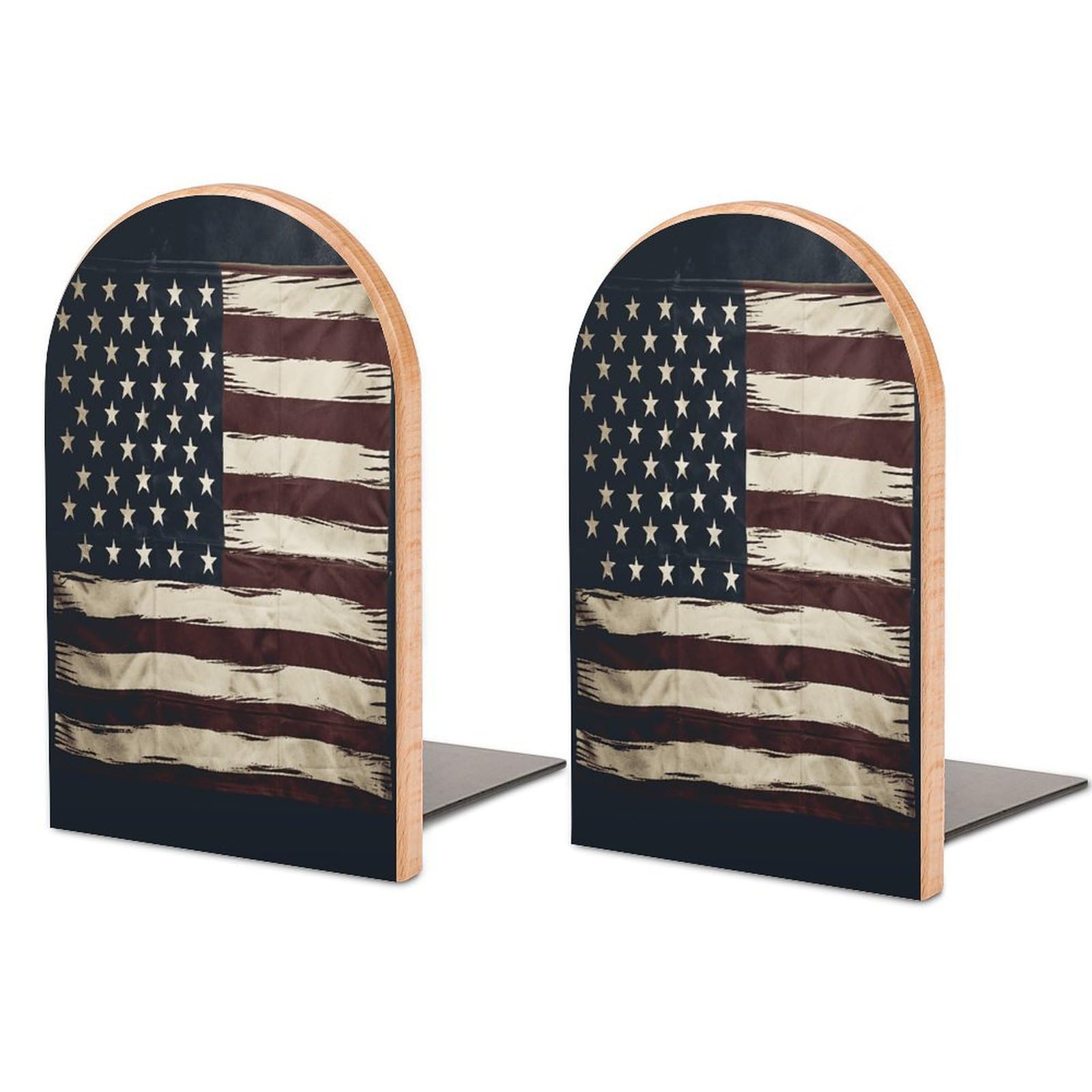 Sujetalibros de madera resistente antideslizante con estampado moderno de bandera