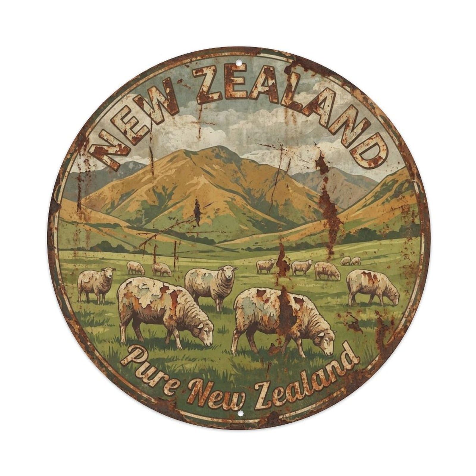 New Zealand Island Country Open Natural Landmark Metal Tin Sign
