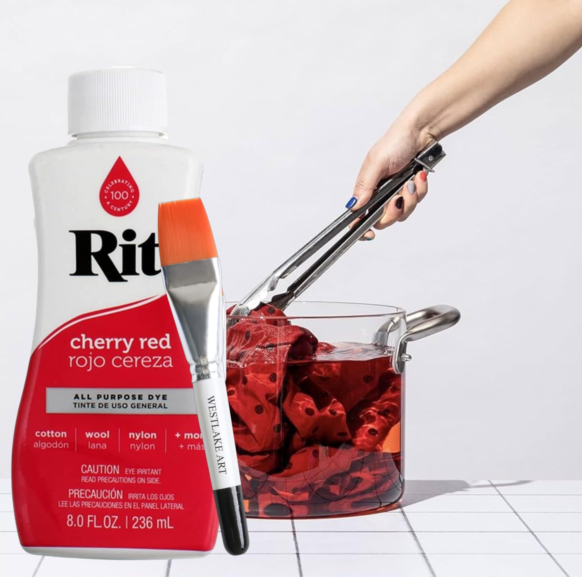 westlake art Red Dye, 8 oz Vibrant Cherry Red Fabric Dye with Watercolor Paint Brush, All Purpose Red Clothing Dye, Easy Application, Revive Garments & Home Decor, Long-Lasting Color (Pack of 3) - Image 3