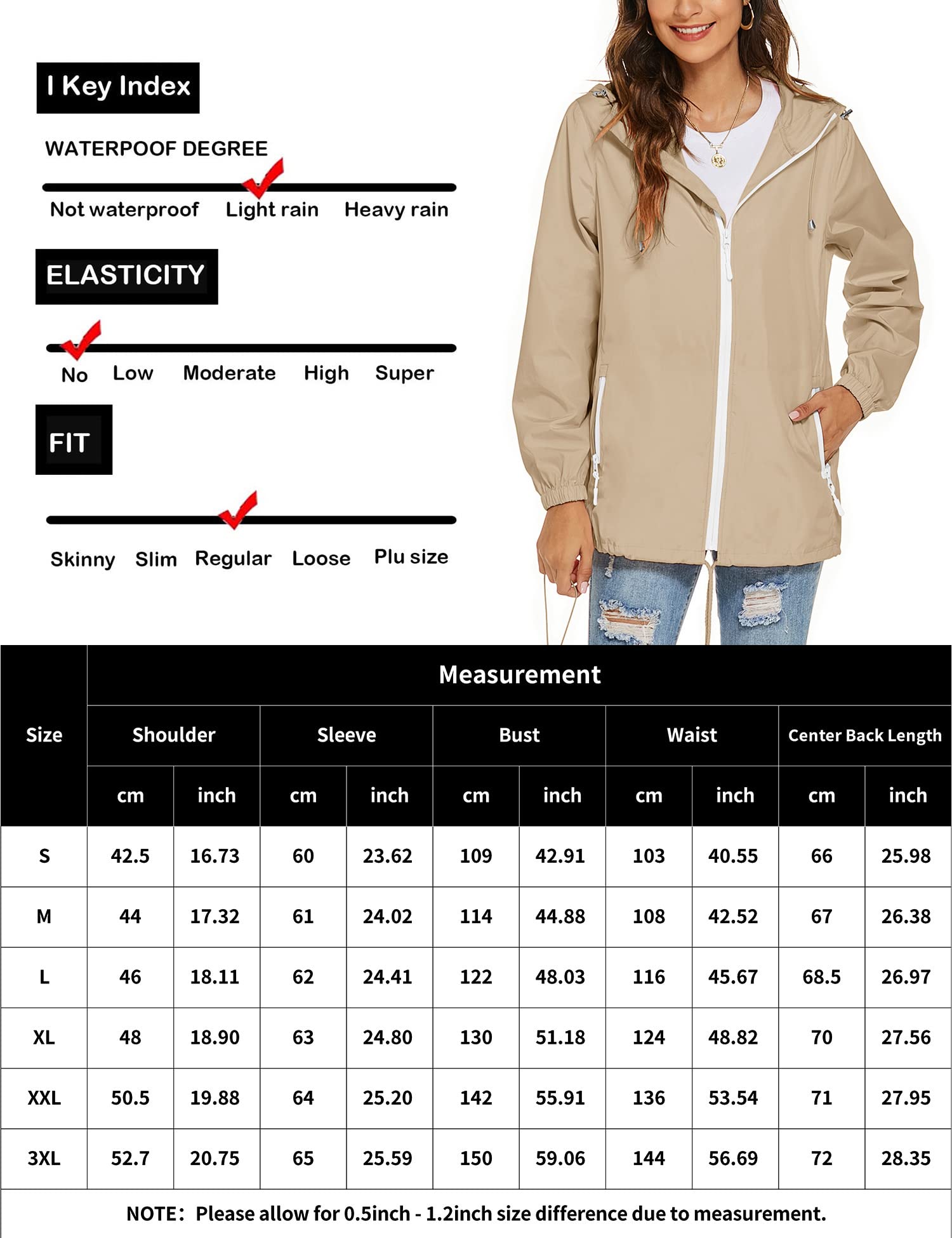 Rapbin Chubasquero para mujer, impermeable, ligero, cortavientos, plegable, con capucha, para correr al aire libre