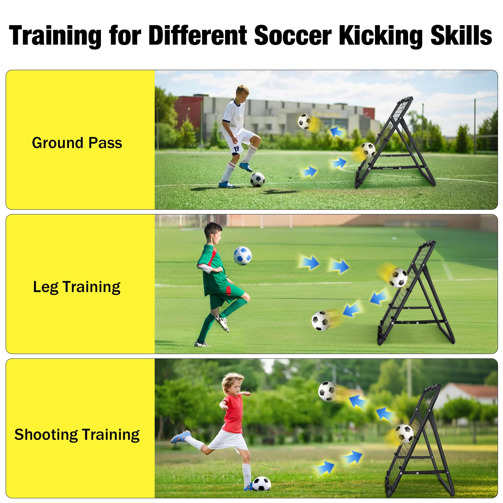 MoKo Rebounder für Fußball, 100 x100 cm Fußball Rebounder Netz, Tragbares Rückprallnetz Fußbälle Trainingsgeschenke, Hilfsmittel & Ausrüstung für Garten, Rasen, Jugendliche & Erwachsene