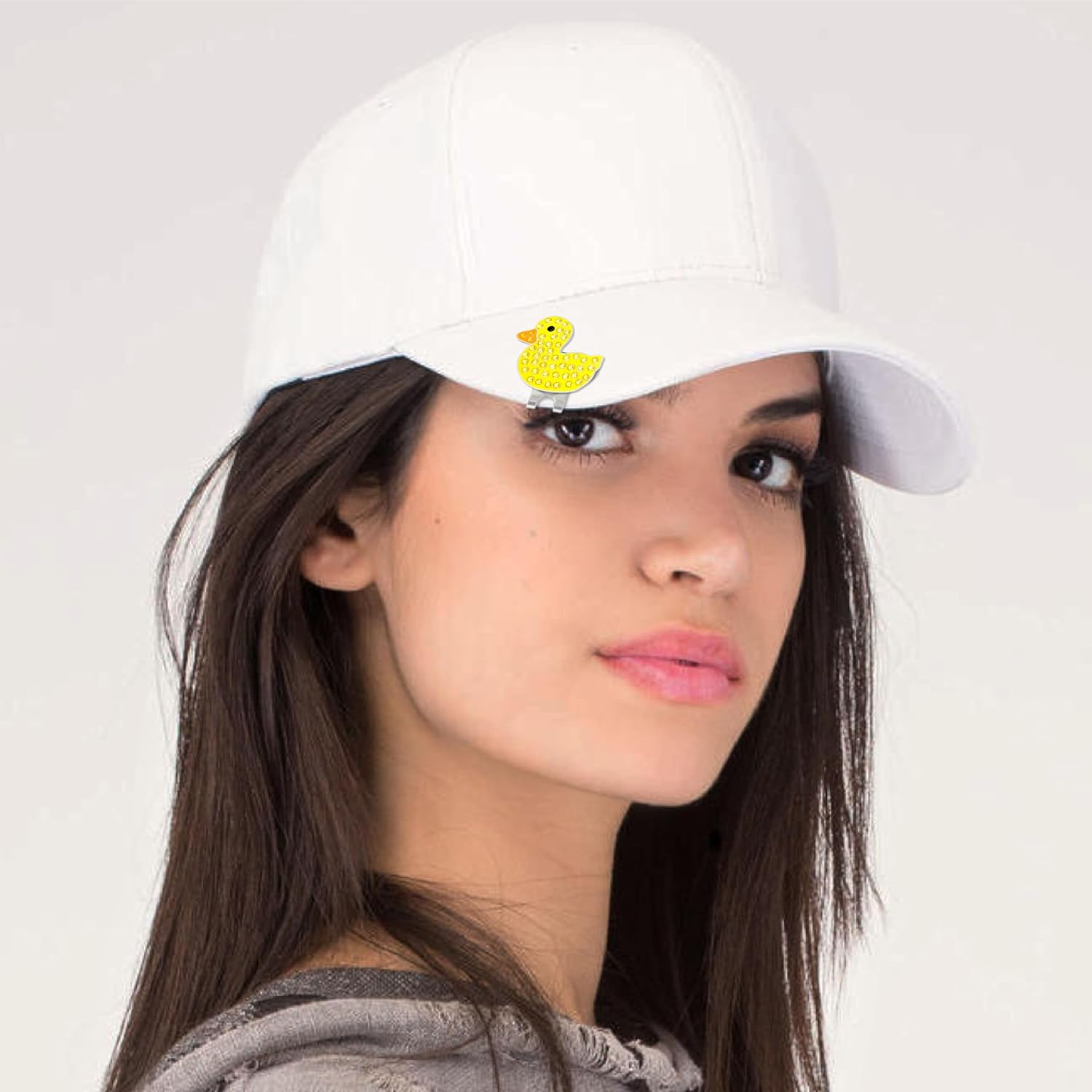 NAVIKA Rubber Ducky Golf Ball Marker with Austrian Crystals | Hat Clip Included | Fun Duck Themed Golfing Accessory | Whimsical Bird Lover Tournament Gift for Women