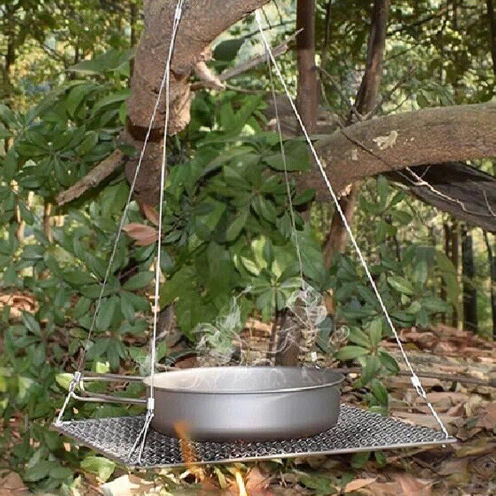 Support De Gril en Titane pour L'extérieur, Plaque De Filet De Gril À Charbon De Bois, Support De Pot De Camping, Cuisson, Support Pare- De Refroidissement, Fourniture De Barbecue pour