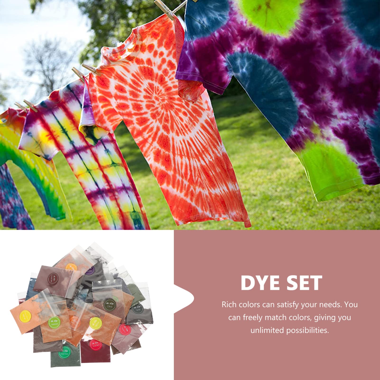 Homoyoyo 32Bolsas Kit De Tie Dye De Colores Polvo Para DIY Ropa Eventos Escolares y Campamentos De Verano Para Adultos