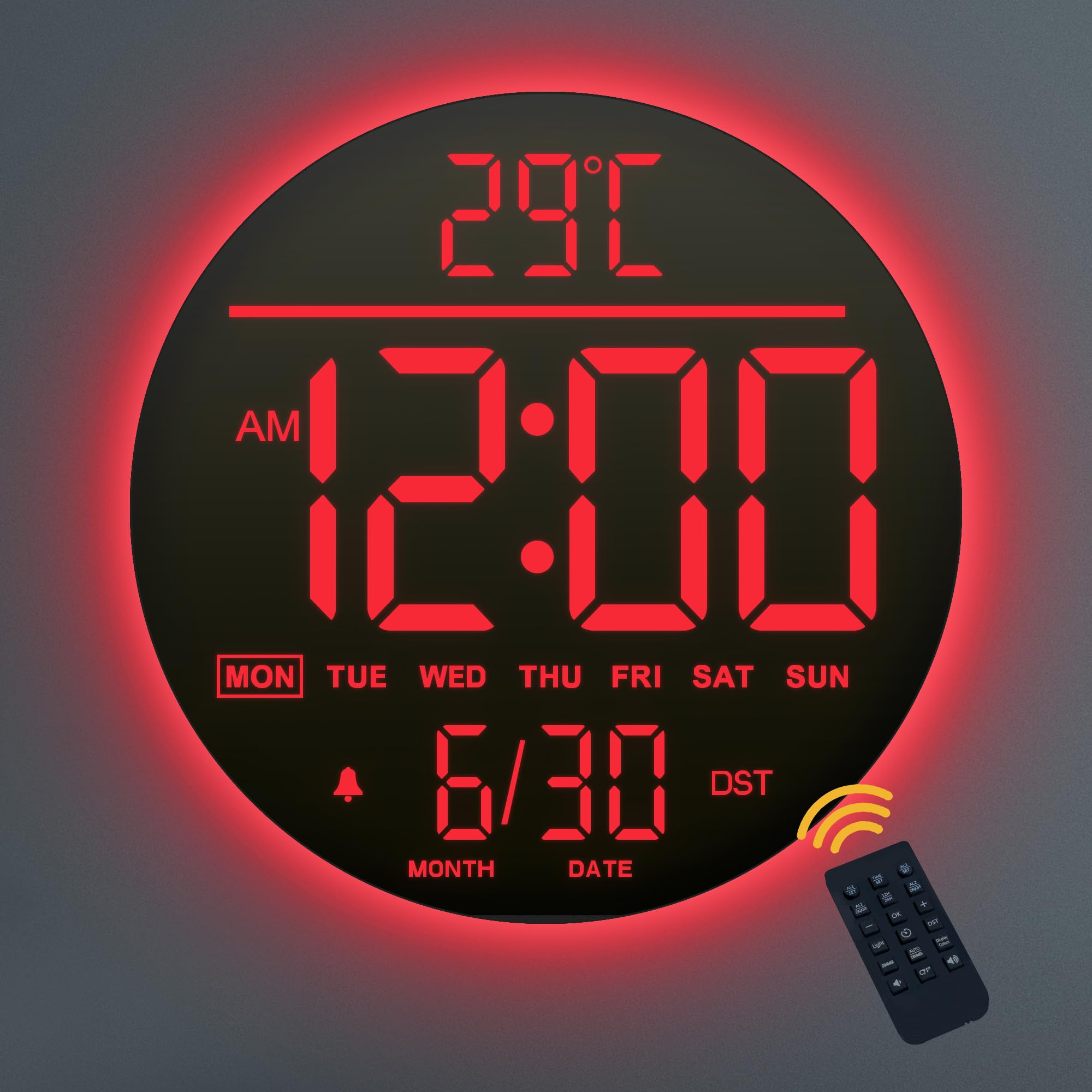 Mee 2ou 10" Digital Wall Clock With Remote Control Modern LED Wall Clock