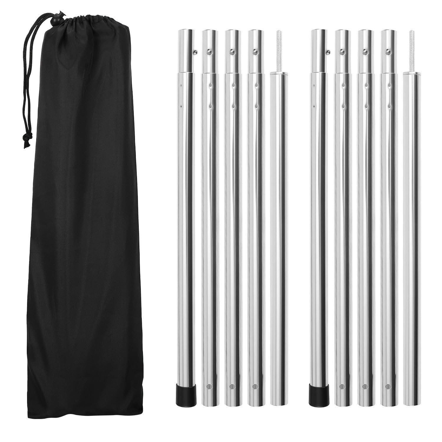 Zeltstange, Zeltstangen Alu Verstellbares von 87.5cm bis 234.5cm,Zeltstangen Teleskop für Camping,Zeltstange mit 3 Segmenten,Teleskopstange für Zelte Tarp,Silber,mit Aufbewahrungstasche