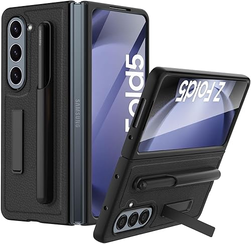 AICase Funda con función atril para Galaxy Z Fold 5, protector de pantalla integrado con soporte desmontable para S Pen 360, funda protectora de