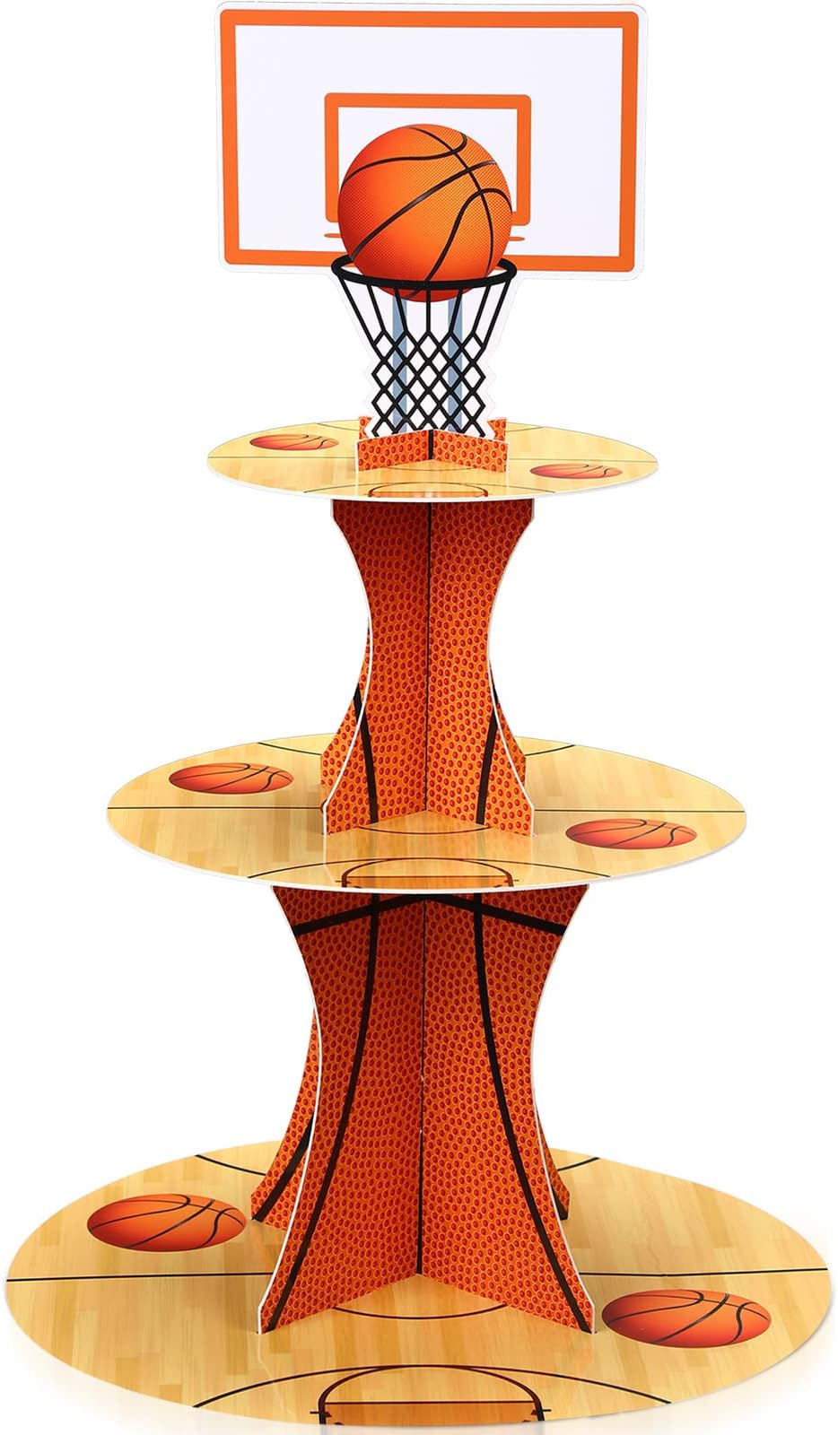 Nuenen Basketball Theme Cupcake Stand Party Decorations,3 Tier Sports Theme Party Favor Display Cupcake Holder Basketball Baseball Sports Birthday Tower Centerpieces for Table Decor Supplies