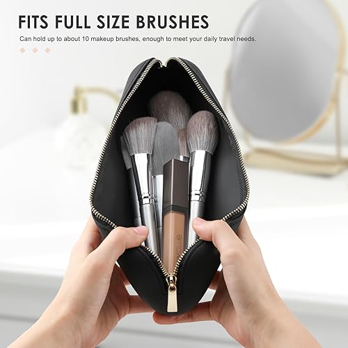 Miniatura 4 de FERYES Soporte de cepillo de maquillaje de viaje, bolsa de bolsa de cremallera de cepillos cosméticos de silicona, organizador de herramientas de