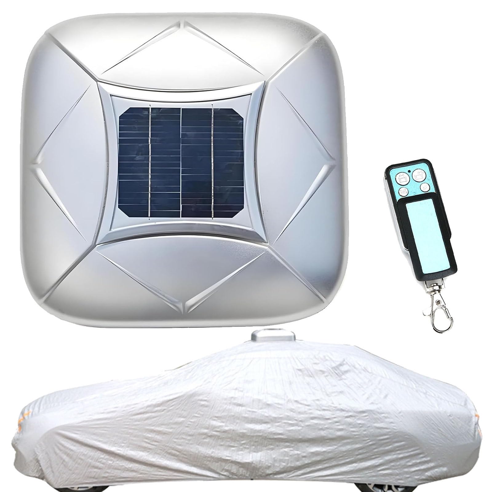 Naturalpowev Automatic Retractable Car Cover with Solar Charging/Remote Control – All-Weather Waterproof, Windproof & Snowproof, Quick Open, for SUV Sedan, Outdoor Indoor Use Silver-3XXXL