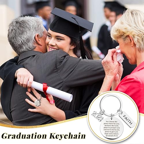 Miniatura 6 de Llavero inspirador de graduación 2023, regalos de graduación para estudiantes, llavero de clase universitaria de 2023 con cajas de regalo (para I