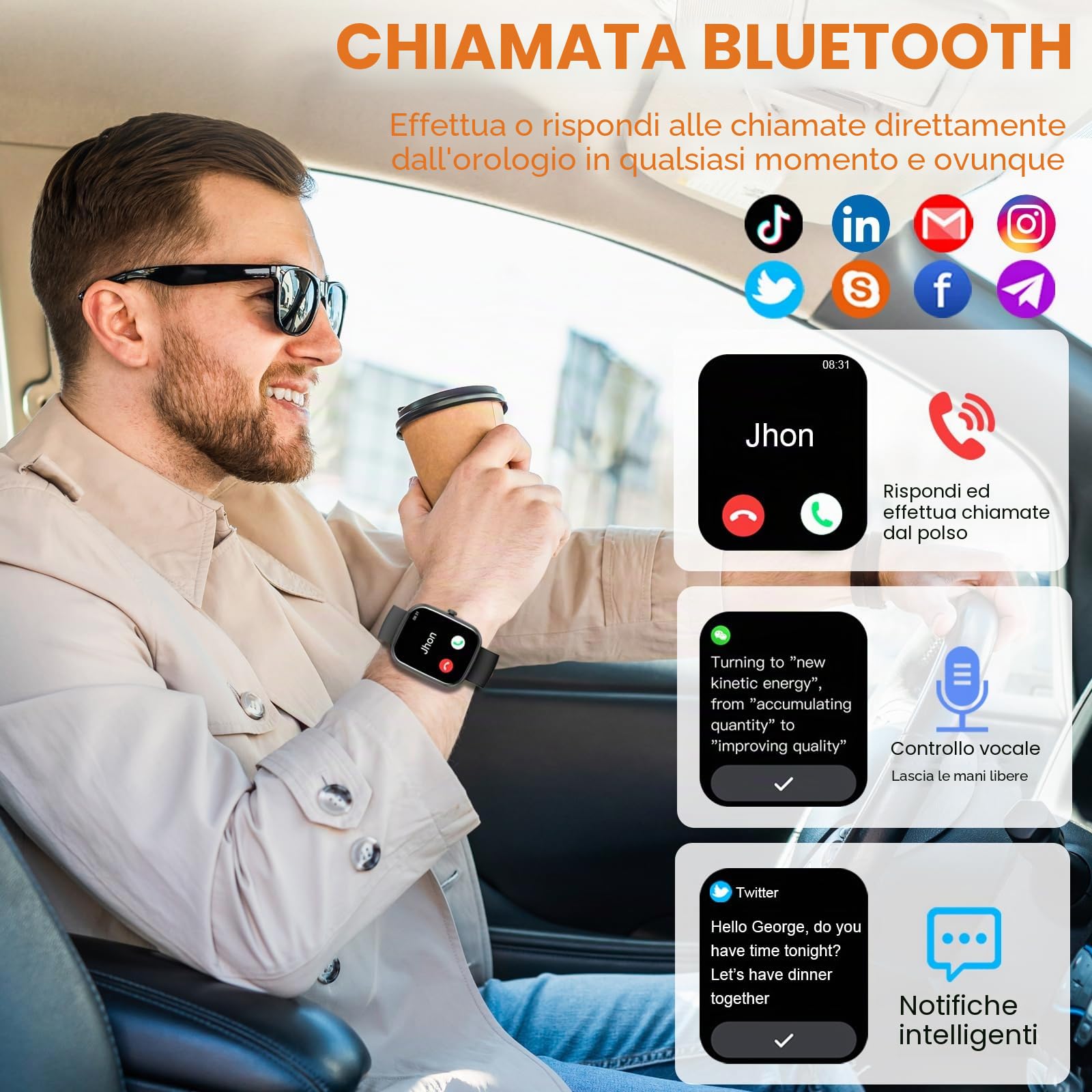 2025 Nuovo Smartwatch Uomo Donna Chiamate Bluetooth, 1.91" Orologio Smart watch con Sonno/Cardiofrequenzimetro/SpO2/Contapassi/115+ Sportive, Fitness Tracker Compatibile con Xiaomi iPhone Samsung ecc.