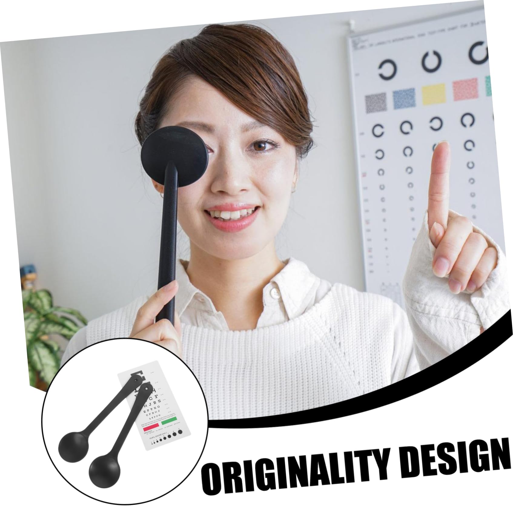 STOBAZA Comprehensive Eye Exam Kit 1 Set of Double-Sided Vision Chart Eye Occluder 6ft for Glasses Fitting Home Professional Use