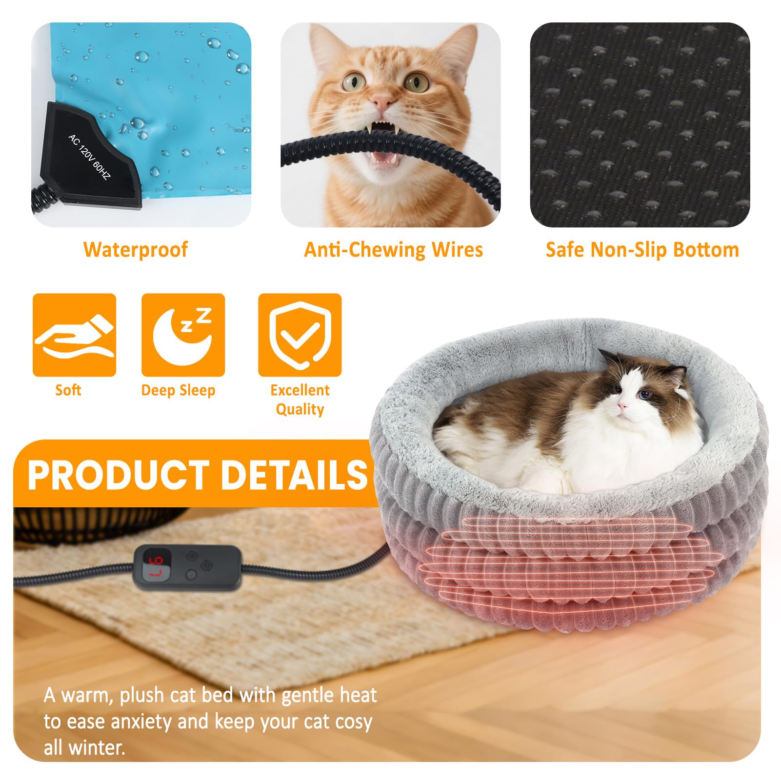 Lit chauffant pour chat d'intérieur