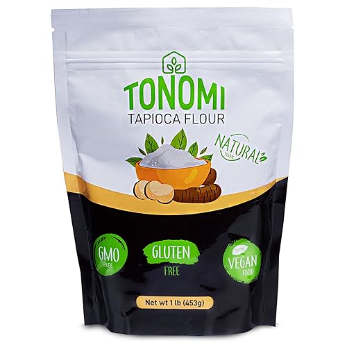 Tonomi Harina de tapioca totalmente natural, harina sin gluten para hornear, paleo, celíaco, verificada sin OMG, Kosher y Halal, hecha de yuca 100%