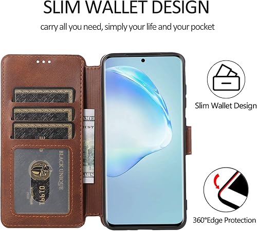 Miniatura 2 de QLTYPRI Para Samsung Galaxy S21 5G Caso PU Funda De Cuero Flip Con Ranuras Para Tarjetas Soporte De Visión Cierre Magnético Flip Folio Cubierta