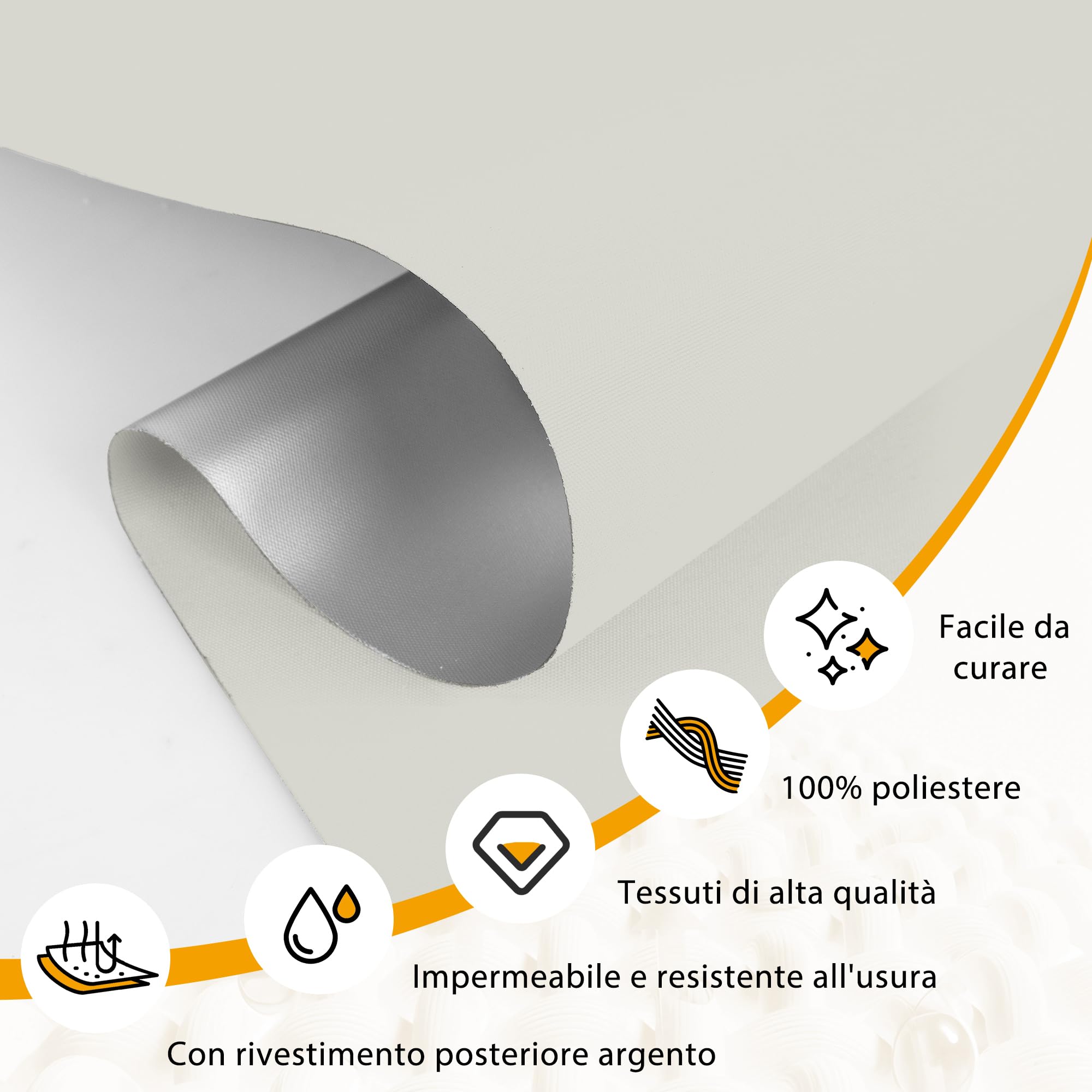 HOMEDEMO Tenda a rullo oscurante 40x230cm Bianco Crema per interni senza foratura
