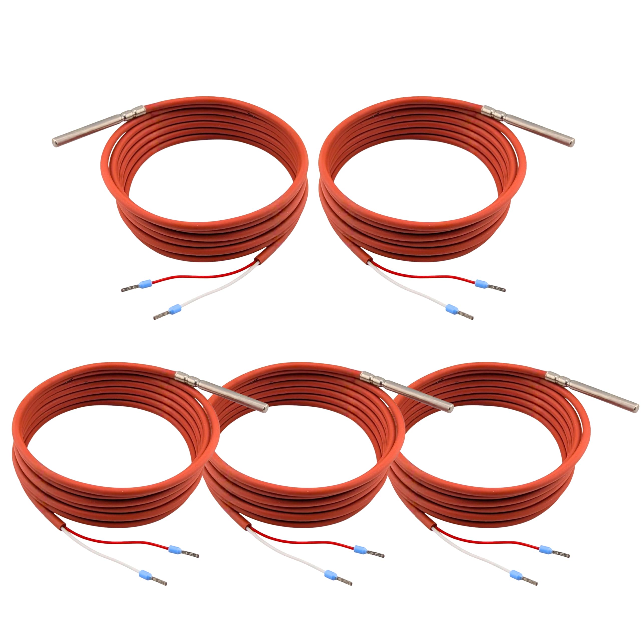 5 sensori di temperatura PT1000 | cavo in silicone da 2 metri | fino a +200 °C | Made in Germany | sensore di temperatura sonda per cavi sonda solare
