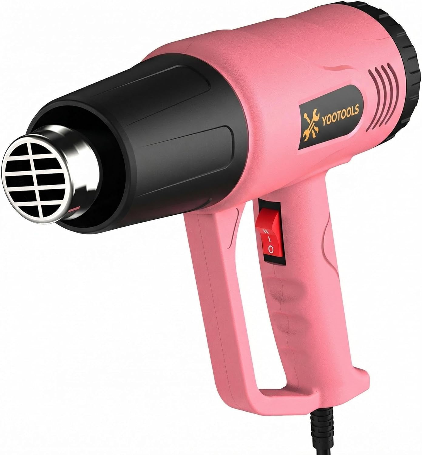 Professional Heat Gun 1800W, 122℉-1202℉ Variable Temperature Control Hot Air Gun, 2-Pack Nozzles & 1.5s Fast Heating, for Shrink Tubing, Vinyl Wrap, Embossing Powder, Stencil Art(pink)