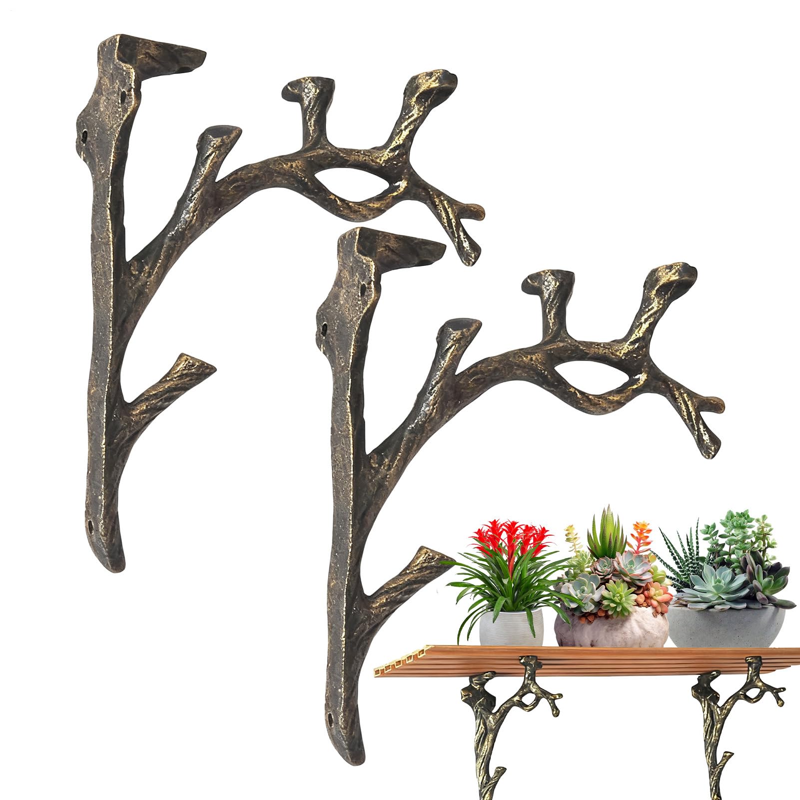 Schweberegal-Konsolen Schwerlast-Wandhalterung Vintage-AST | 2 Stück Schwebende Holzregal-Halterungen Pflanzendeko Eingangsbereich Balkon Schlafzimmer Wohnzimmer Küche Kaminsims