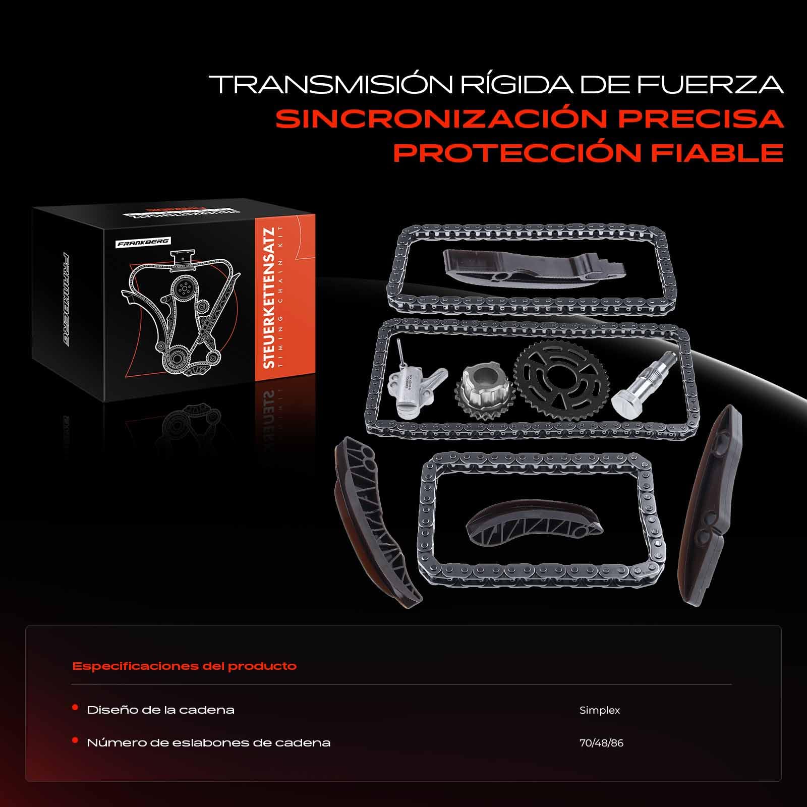 Frankberg Kit de cadena de distribución | Compatible con: Serie 5 F10 F18, Serie 3 Touring E91, X1 E84, M.i.n.i Convertible R57, M.i.n.i Clubvan R55, Serie 1 E81