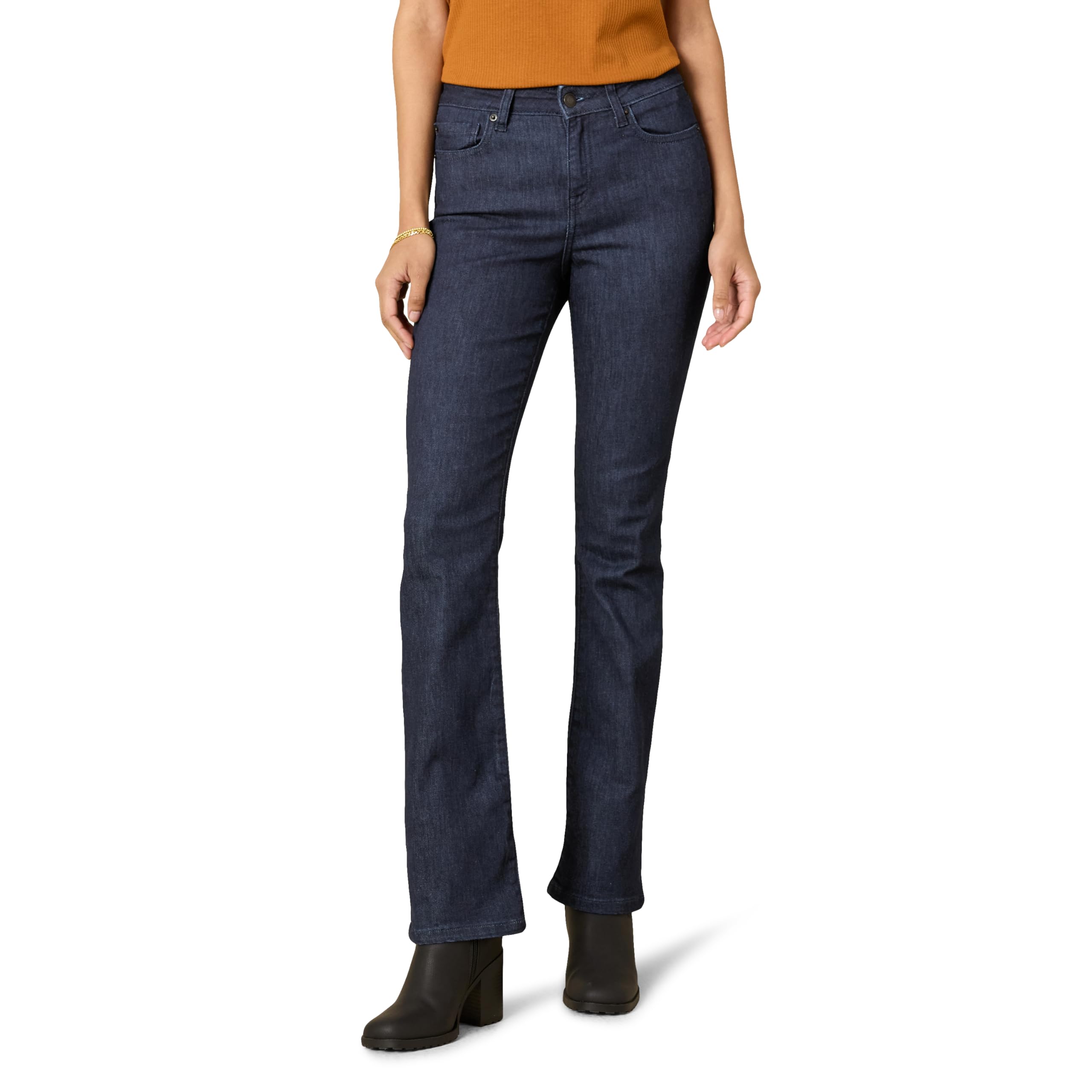 Amazon Essentials Jeans Elasticizzati a Vita Media Bootcut Vestibilità Aderente - Colori Fuori Produzione Donna