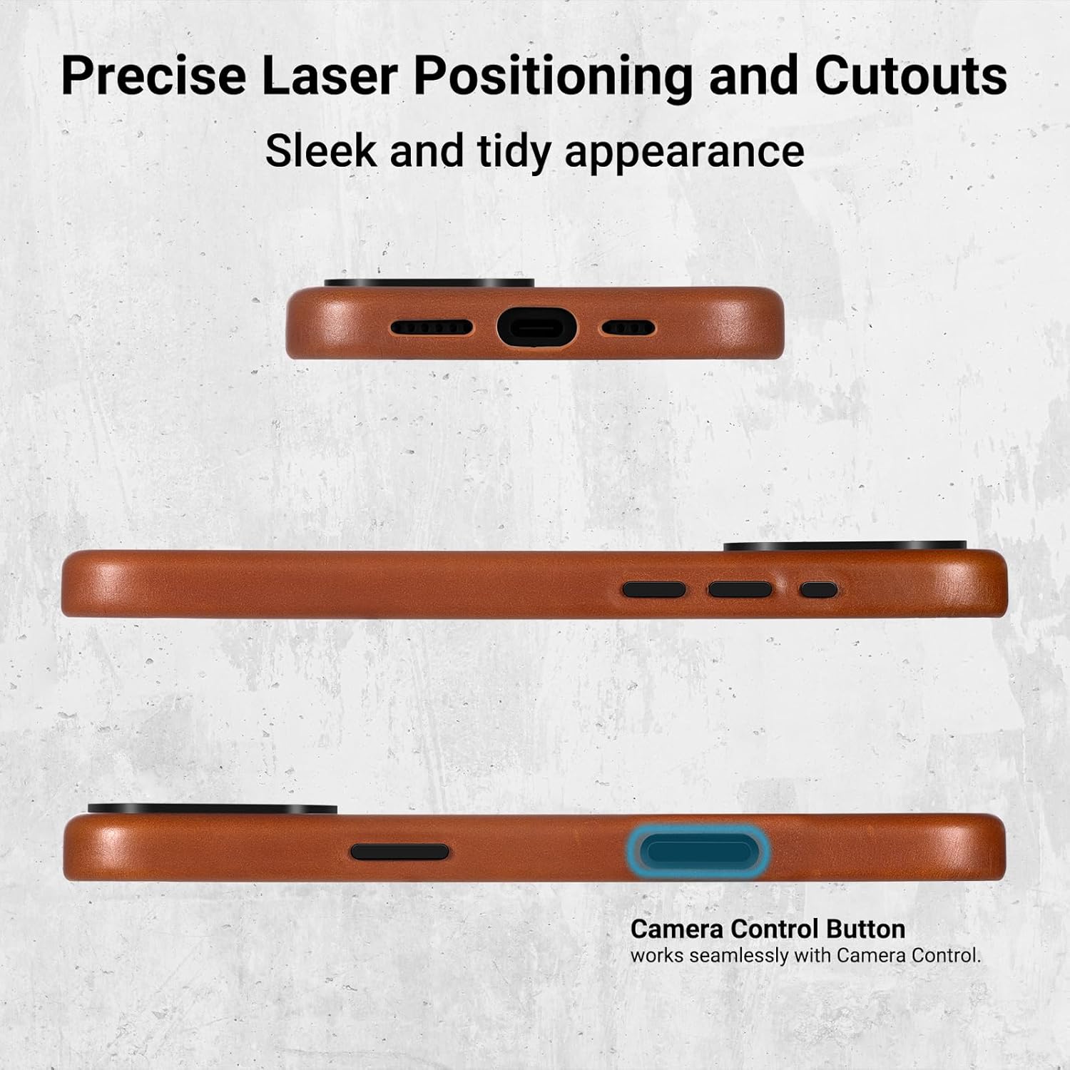 Belemay Leather Case for iPhone 16 Pro Max, Compatible with MagSafe [Camera Control Button] [Luxury & Classy] Premium Full-Grain Vegetable-Tanned Leather, Rich Patina, Secure Grip (6.9") Saddle Brown
