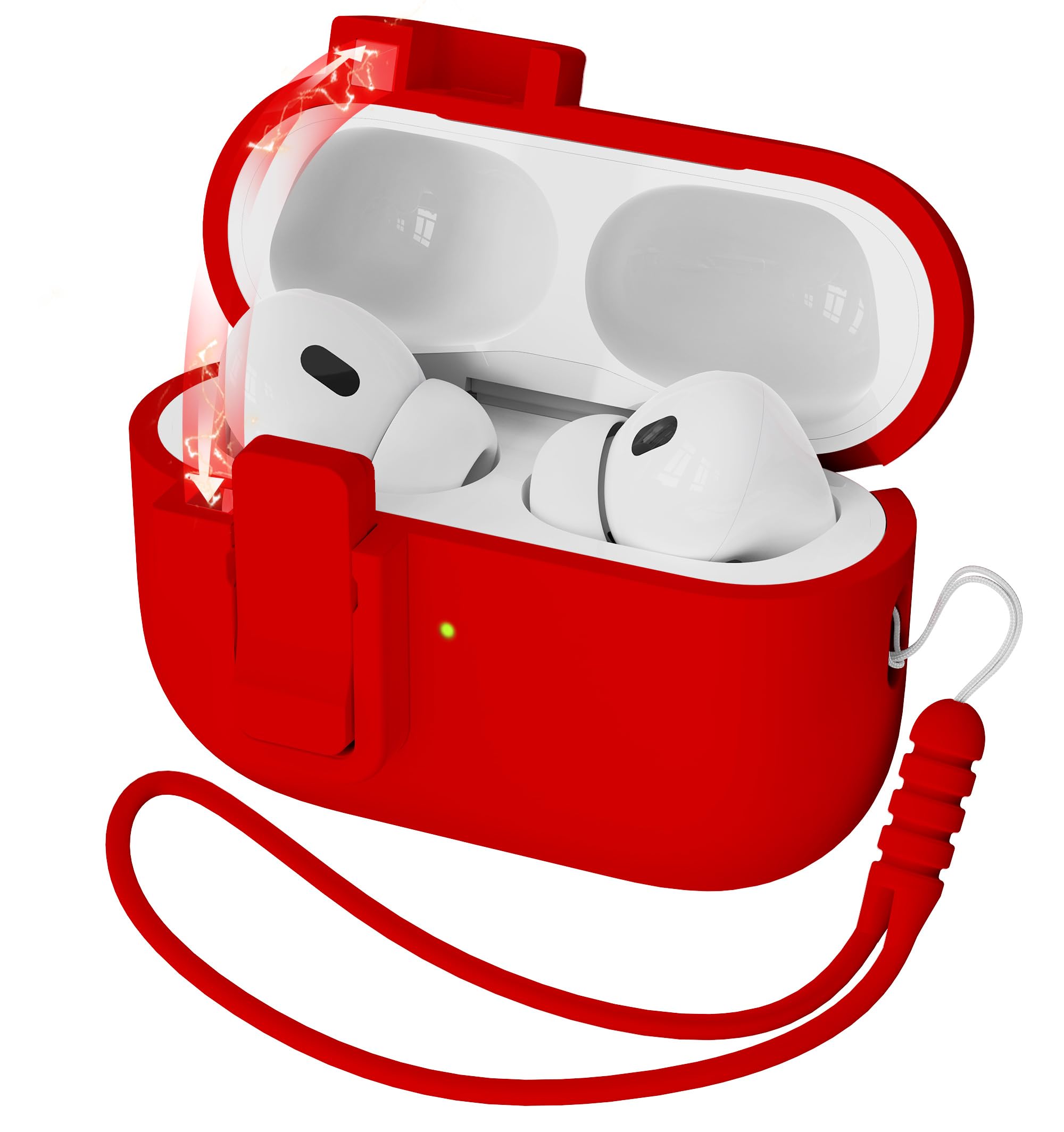 MHYALUDO Funda para AirPods Pro de 2ª generación, Funda para AirPods Pro de Silicona Suave anticaída de Grado Militar Que Absorbe los Golpes, Tacto de Piel con Llavero y Kit de Limpieza,Negro — view 8