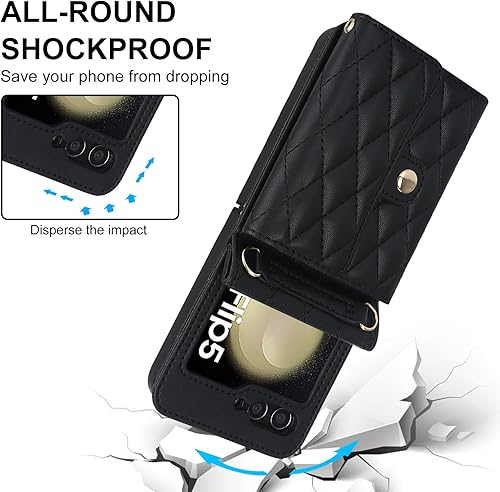 Miniatura 3 de LBYZCAE - Funda tipo cartera para Samsung Galaxy Z Flip 5, funda tipo cartera para Samsung Galaxy Z Flip 5 Leater con bloqueo RFID, ranuras para