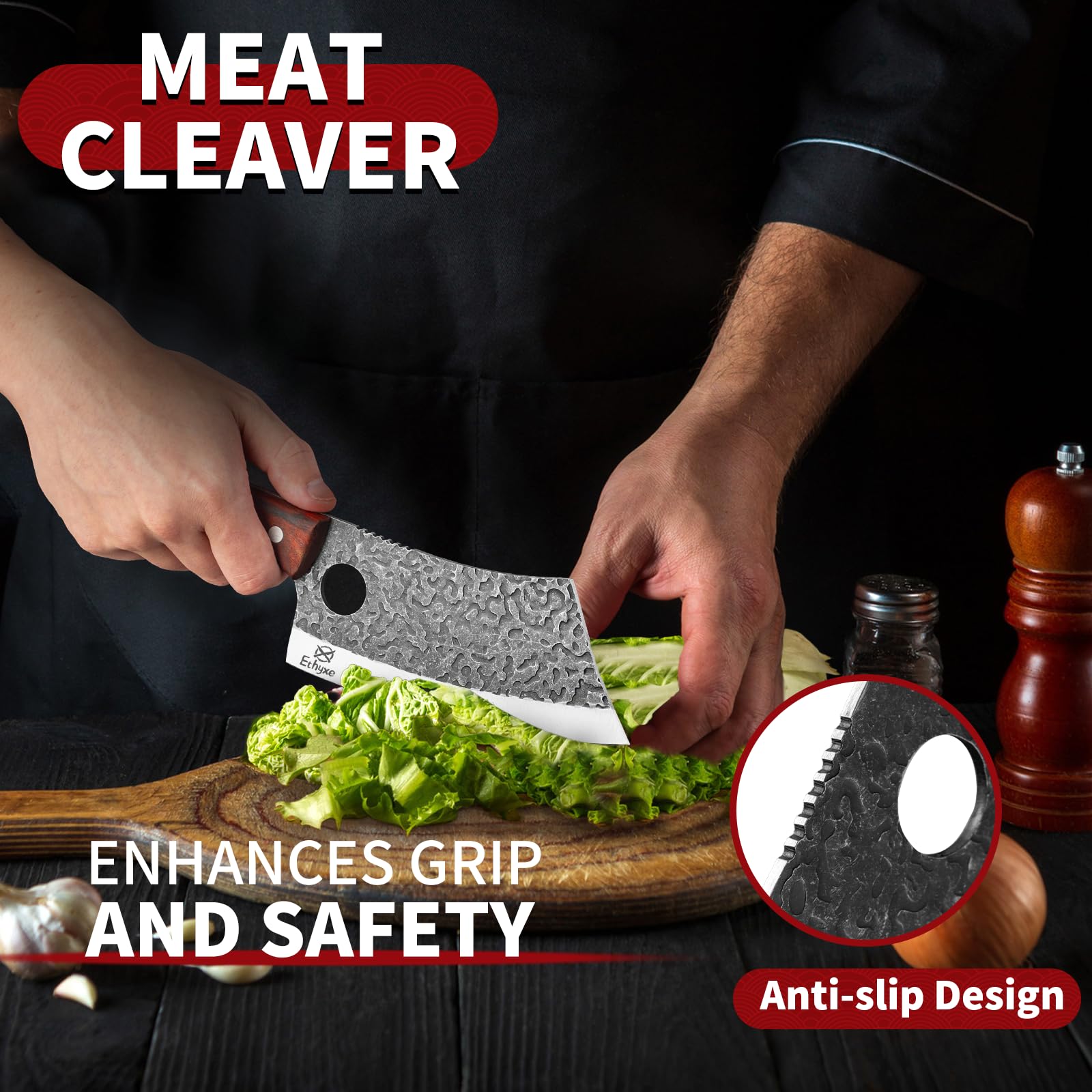 Butcher Knife Set – 3PCS Hand Forged Kitchen Knife Set — Amazon image 4