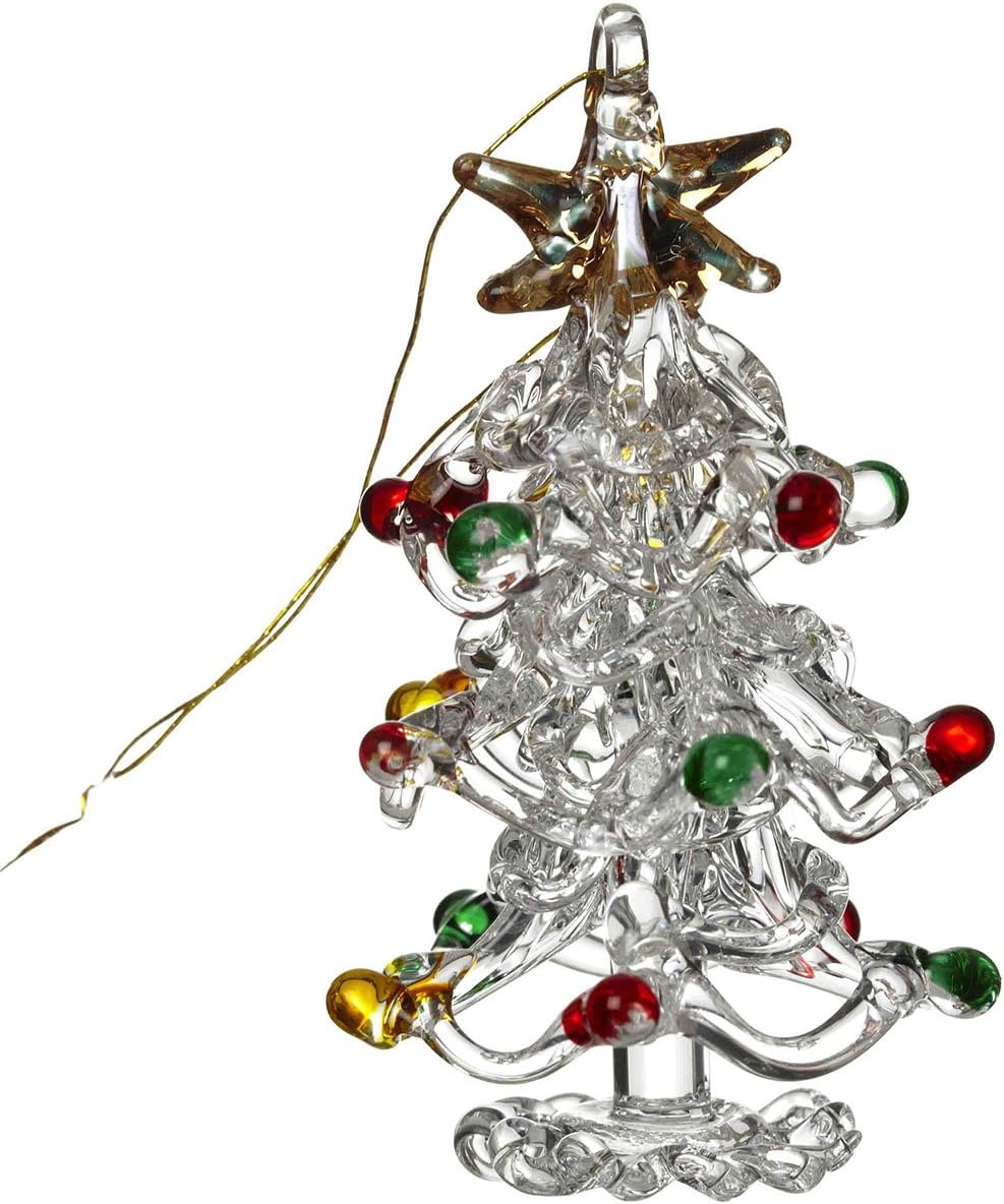 Glass Tree With Coloured Baubles Christmas Decoration