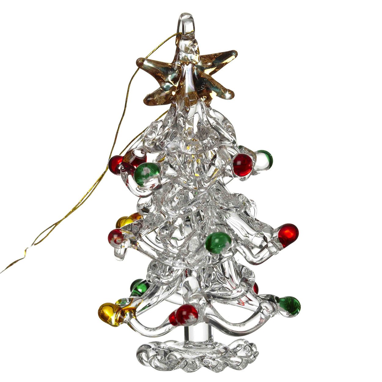 Glass Tree With Coloured Baubles Christmas Decoration