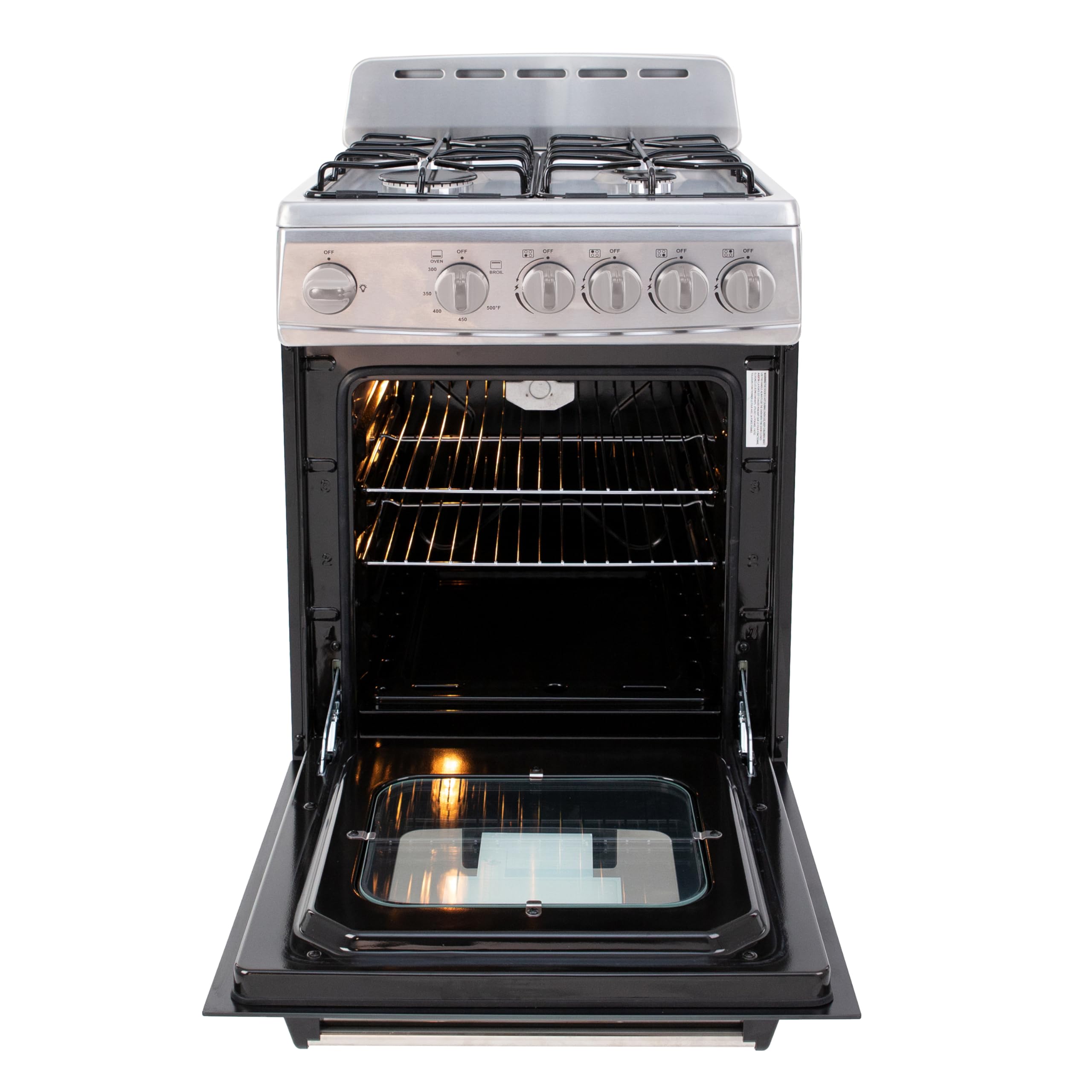 Avanti GR2013CSS Gas Range Oven Compact Freestanding Design, 4 Sealed Burners with Electronic Ignition, 2.1 Cu.Ft. Capacity Features Storage Drawer Broiler and Accessories, 20-Inch, Black