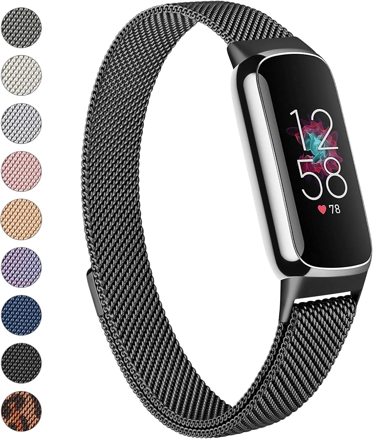 Meliya Correa de metal compatible con bandas Fitbit Luxe para mujeres y hombres, paquete de 2 correas de malla de acero inoxidable ajustables para