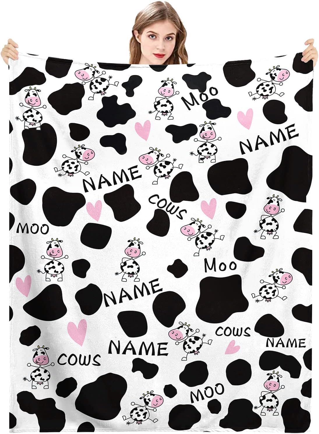 Bnuitland Coperta Mucca Marrone 127x152 Cm - Morbida Flanella 300g/m² Double-Face Con Custodia - Perfetta Per Divano E Letto - Regalo Originale Per Adulti E Bambini - 2
