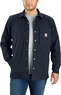 Mens Rugged Flex® Relaxed Fit Canvas Fleece-lined Snap-front Shirt Jac